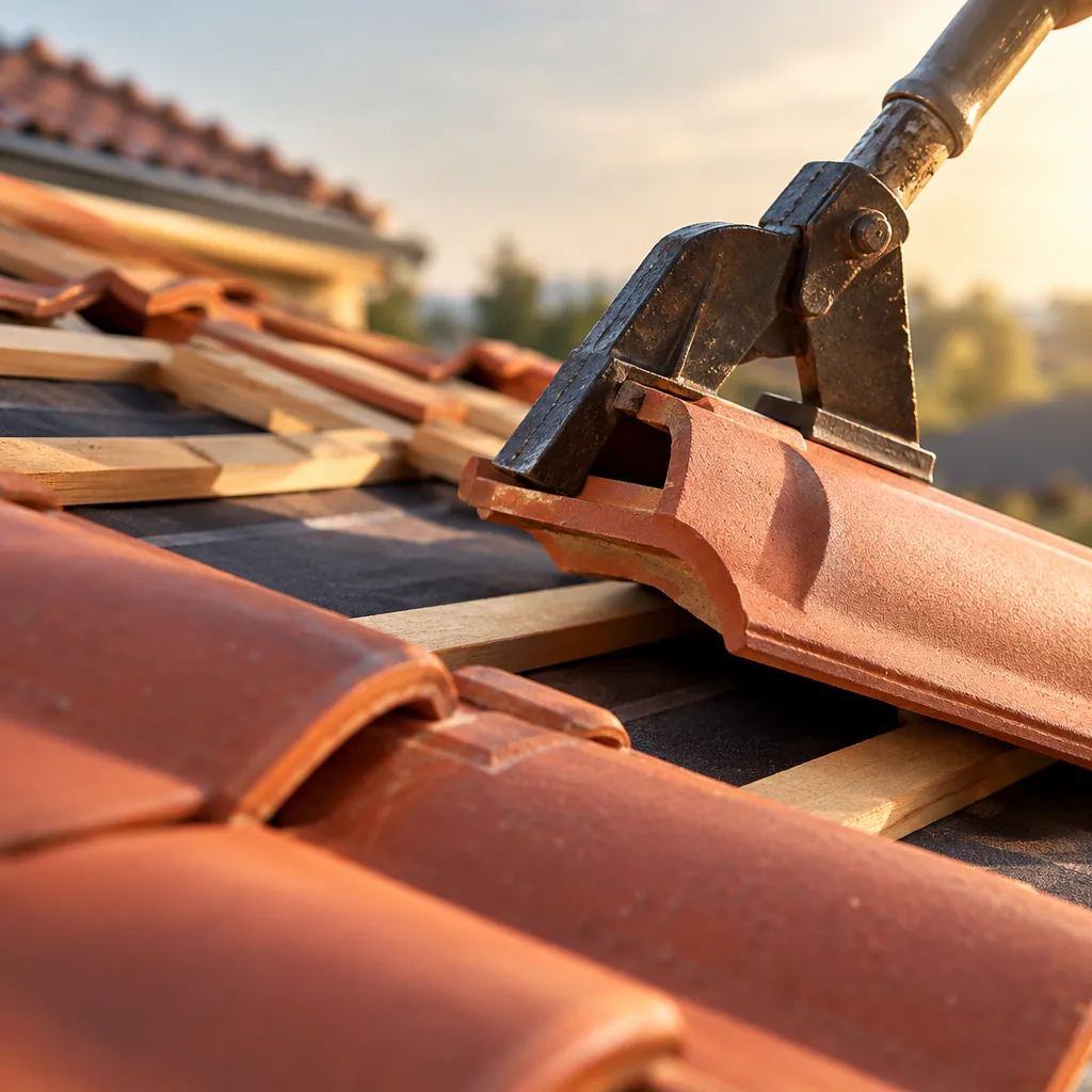 Travaux de couverture en tuiles sur une maison de la Loire par traitement habitat