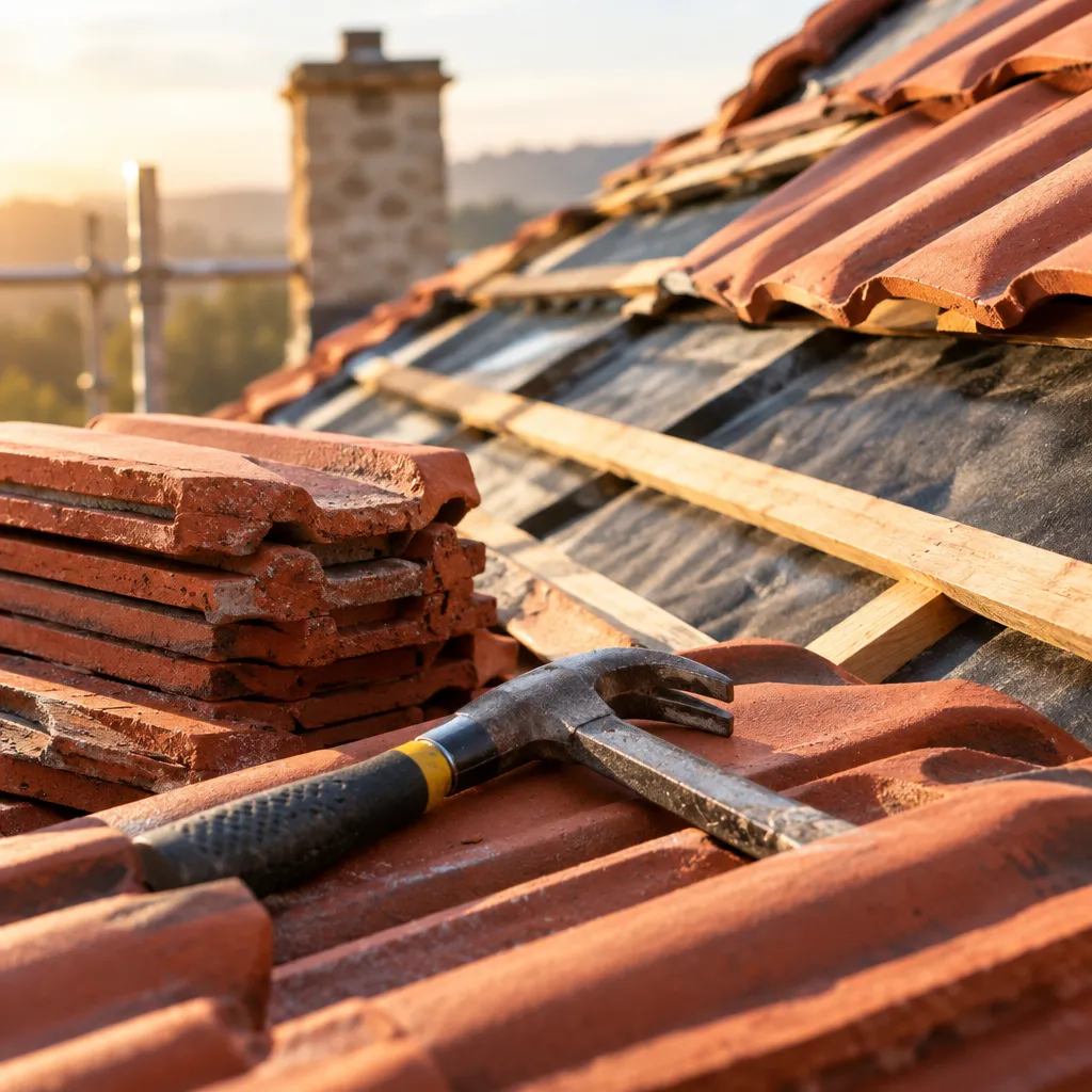 Rénovation de toitures sur une maison près de Saint-Étienne